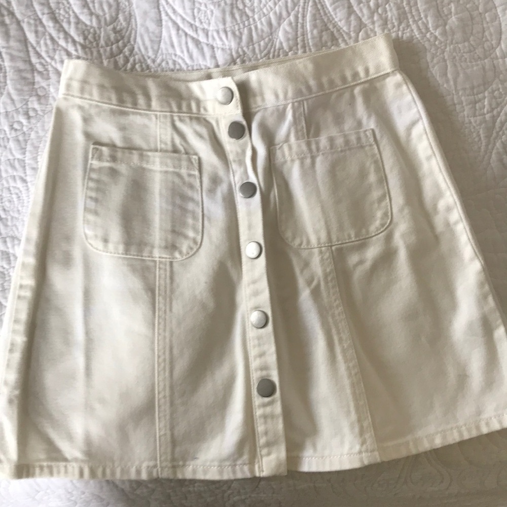 BDG white denim skirt